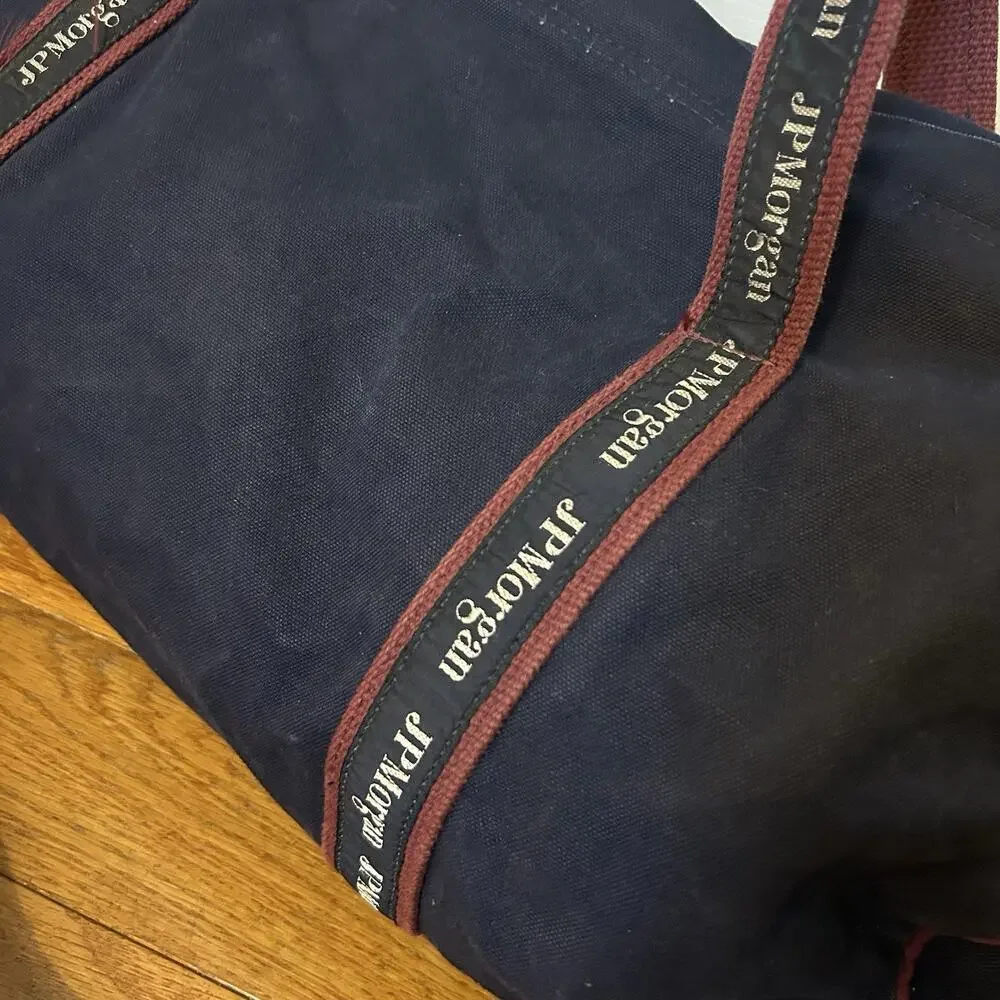 Vintage JP Morgan Banker Bag Canvas Shoulder Sling Duffle